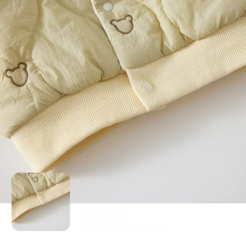 Winter Toddler Two Piece Set Cute Bear Embroidery Warm Jacket Pants Homewear Unisex Baby Boys Girls Sleepwear