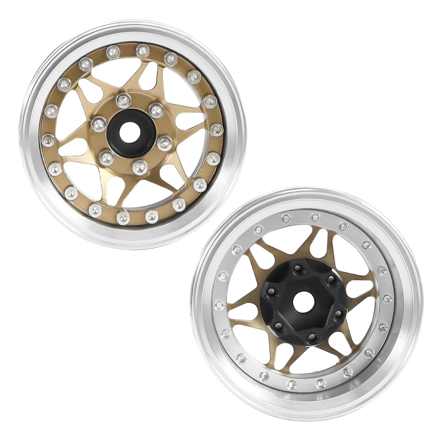 1.9" CNC Aluminum Beadlock Wheels Rim with Adjustable Offset for TRX4 TRX6 Axial SCX10 Redcat GEN8 RC4WD D90 1/10 RC Crawler
