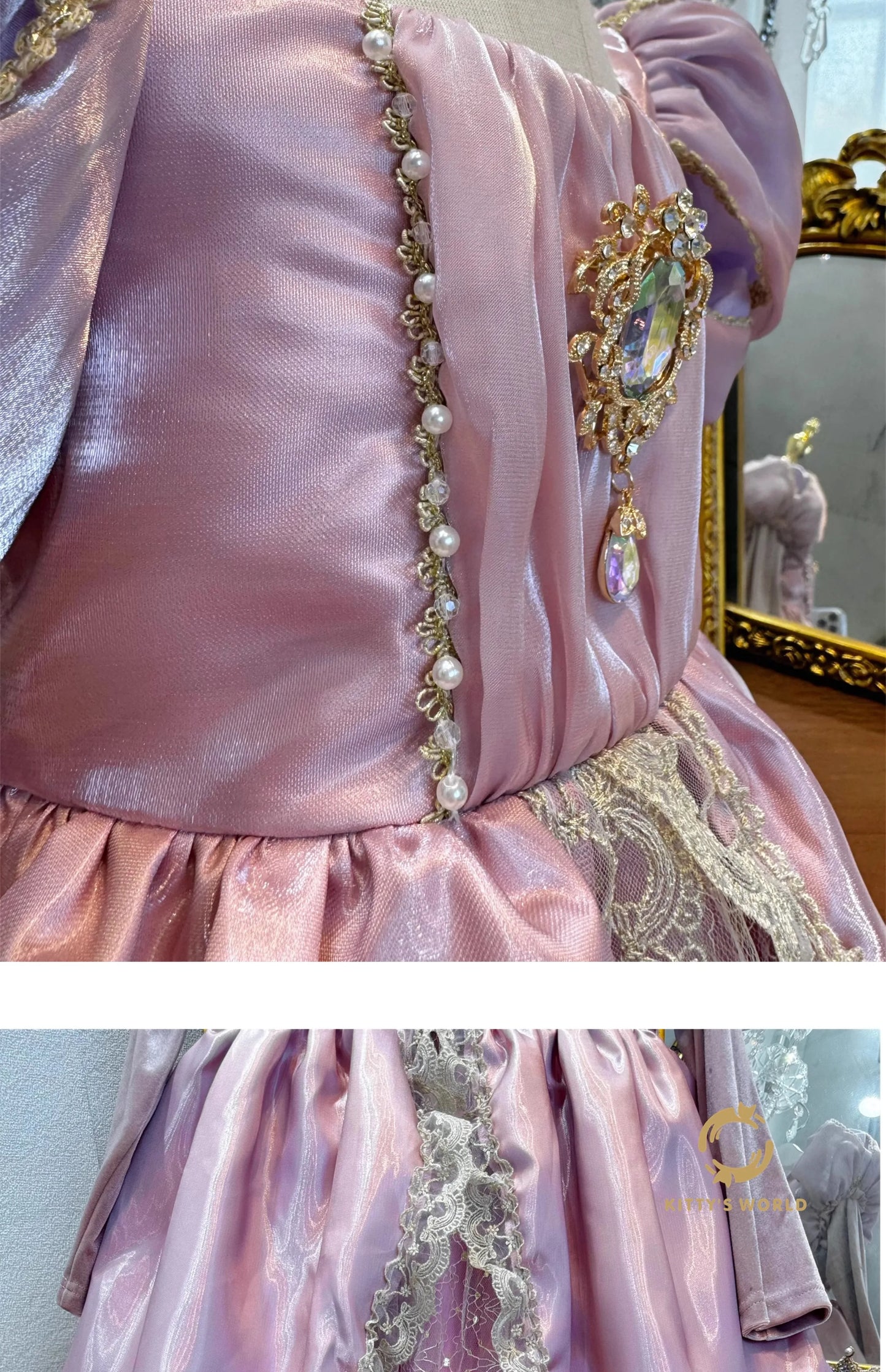 Kids Pink Aurora Princess Lolita Dress Halloween Costume Girl Sleeping Beauty Princess Cosplay Birthday Party Dresses for 2-12Y