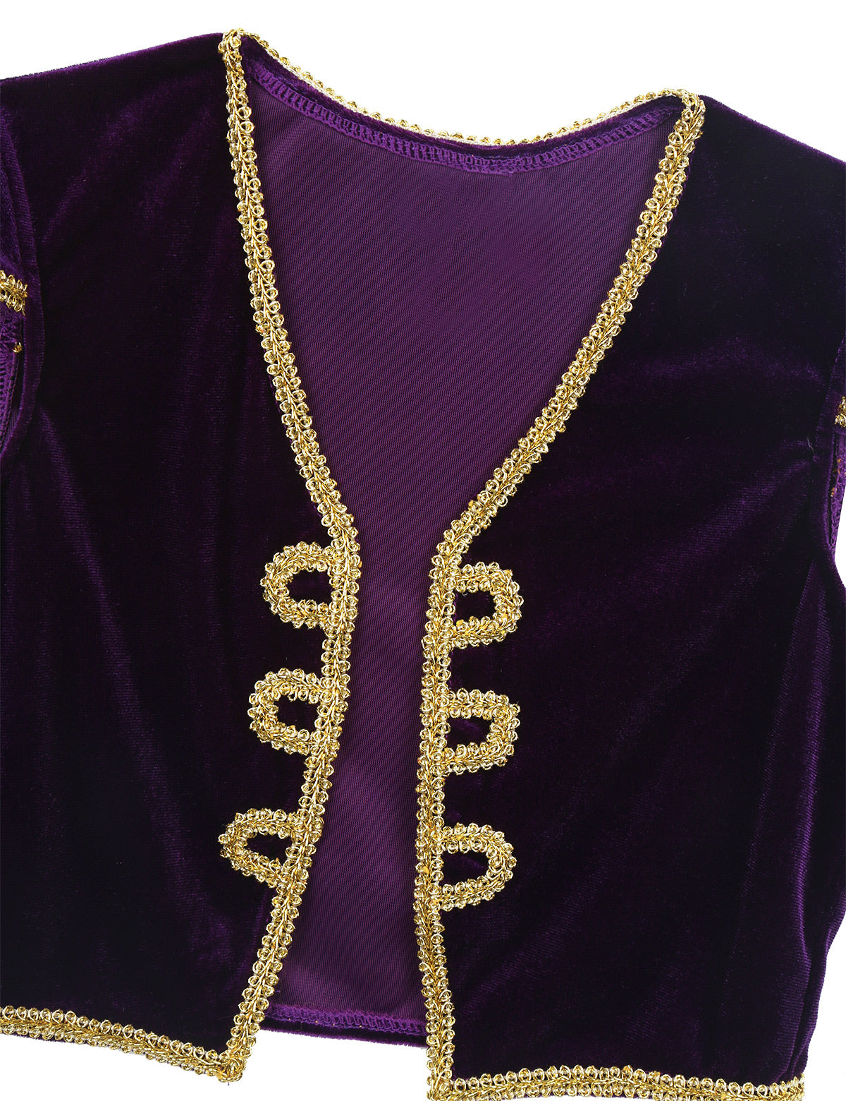 Kids Boys Arabian Prince Costume Cap Sleeve V Neck Braided Trimming Vest Waistcoat for Halloween Cosplay Theme Party Clothes