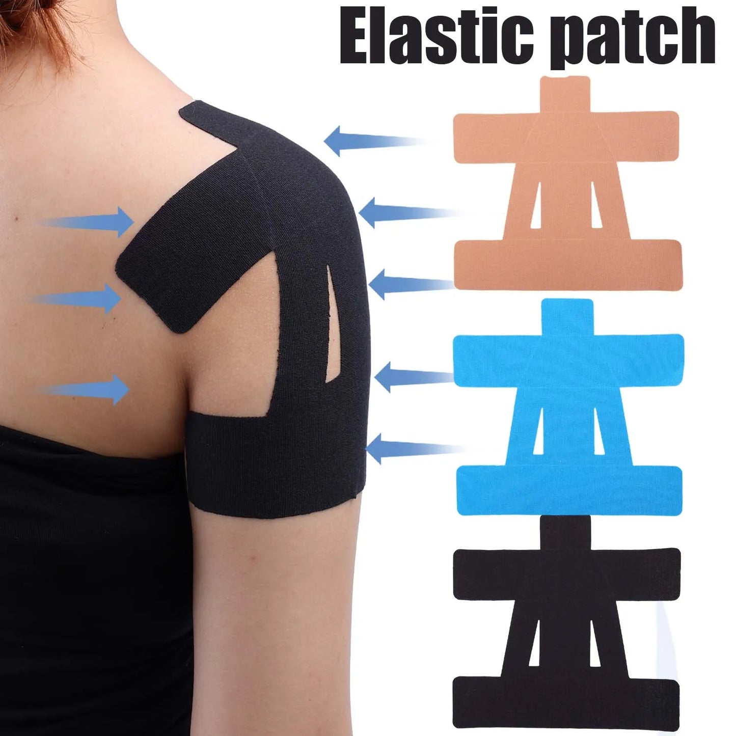 Pre Cut Shoulder Kinesiology Tape Sports Muscle Pain Relief Elastic Patch Cotton Breathable Support for Rotator Cuff Injury Gym