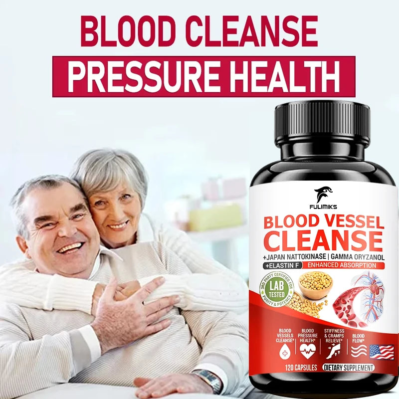 Premium Blood Vessel Cleanse Pills, with Japan Nattokinase, Gamma Oryzanol, Support Vein Health, Leg Wellness, Non-GMO