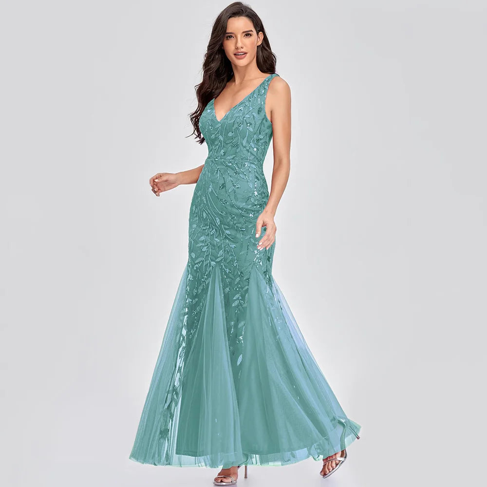 Sexy vintage Maxi Sequin cocktail Dress bridesmaid Prom Dresses for Women Casual Party Long sleeve club Bodycon Dress vestidos