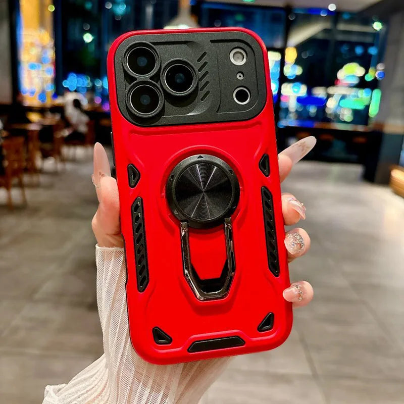 Luxury Armored 360° Rotating Metal Ring Protective Case For iPhone 11 12 13 14 15 16 17 Pro Max Invisable Bracket Phone Cover