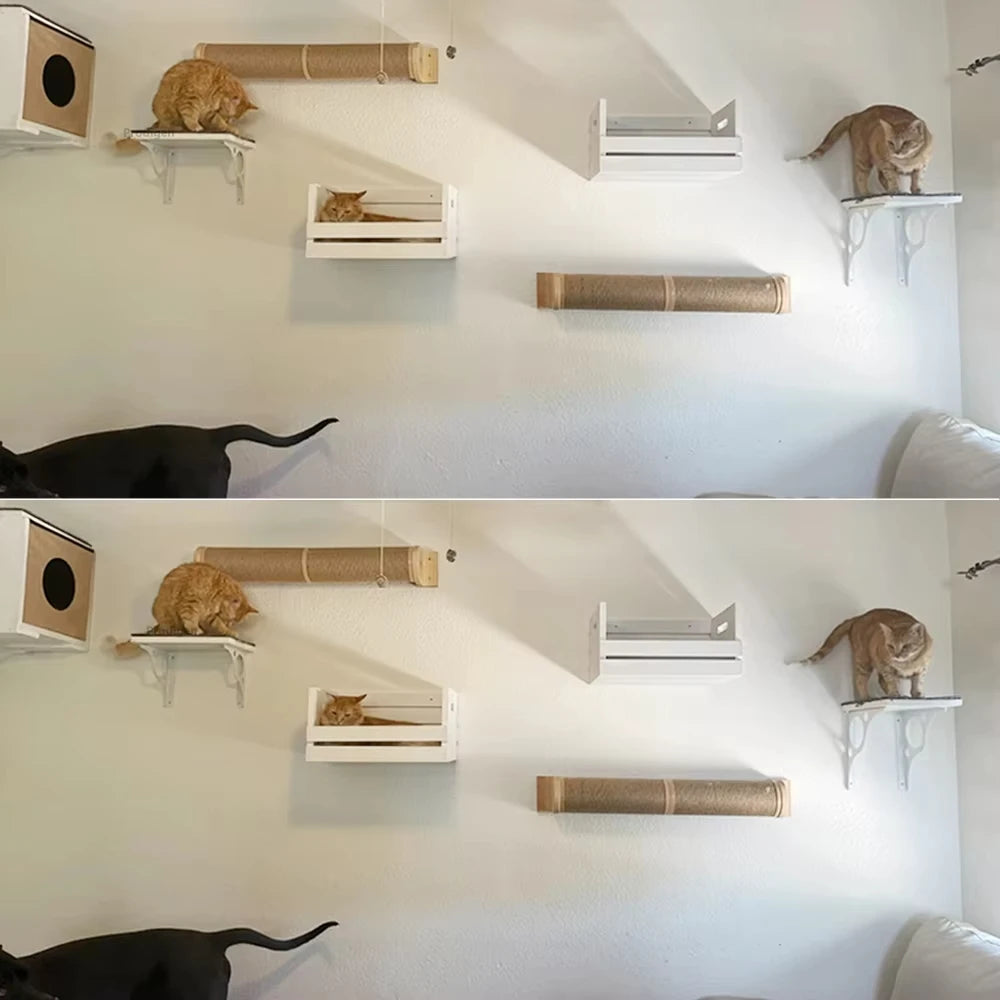 Wall mounted cat wooden basket wall cat bed cat tree modern cat wall solid wood furniture suitable for cats sleeping