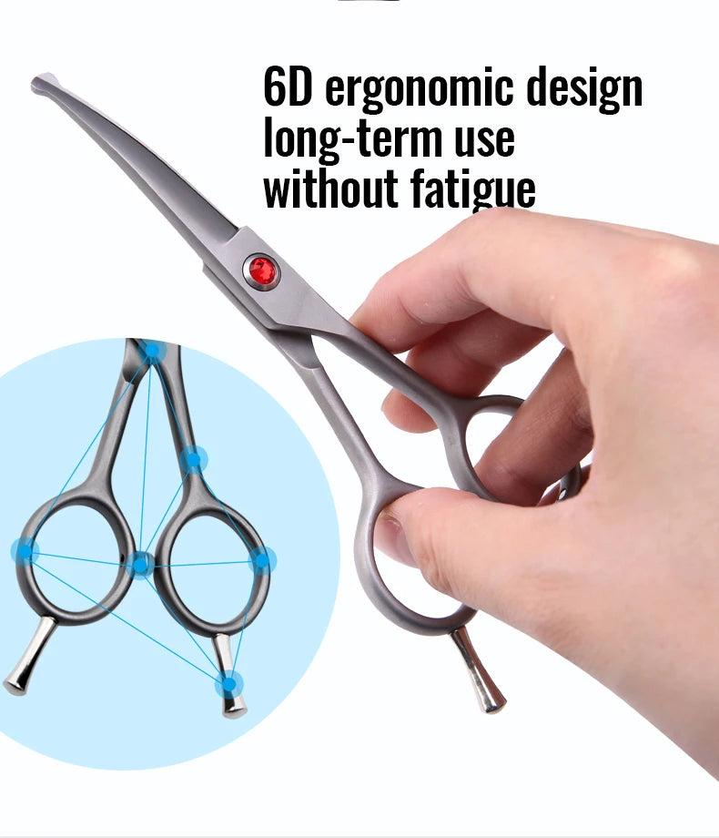 Fenice 4.5 Safety Round Tip Pet Dog Cat Grooming Cutting Scissors Dogs Hair Cutting Shear for Eyes/Face/Foot/Nose
