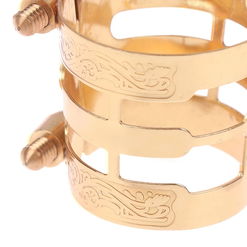 {QTG333} Double Screw Adjustment Saxophone Ligature Gold Color Copper Compact Durable For Alto Sax Saxophone Ligature Fastener