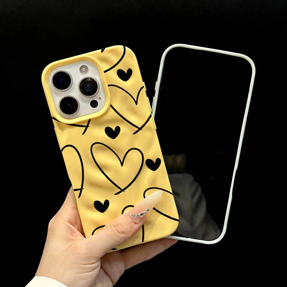 Line Love Heart TPU Candy Color Phone Case For iPhone 15 Pro Max 16 17 14 13 Pro Max 13 12 11 Plus Soft ShockProof Luxury Cover