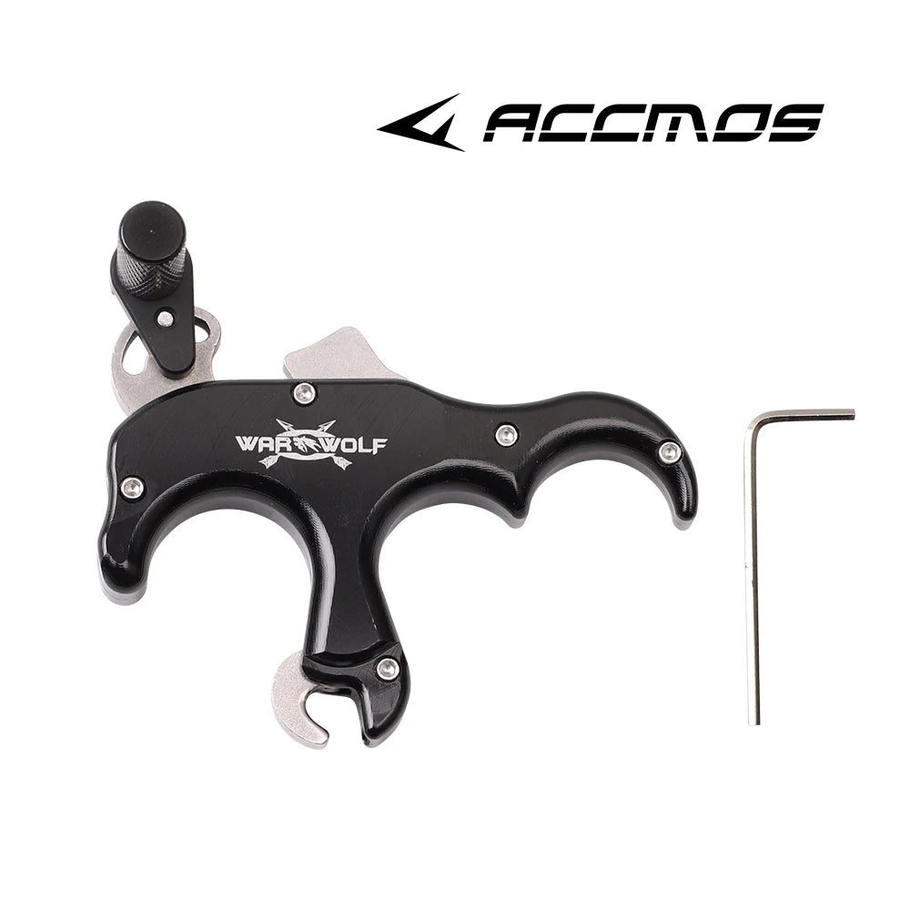 Handheld Aluminum Alloy 3 fingers Automatic Grip Caliper Release Aid Thumb Dispenser Archery Compound Bow Shooting Hunting