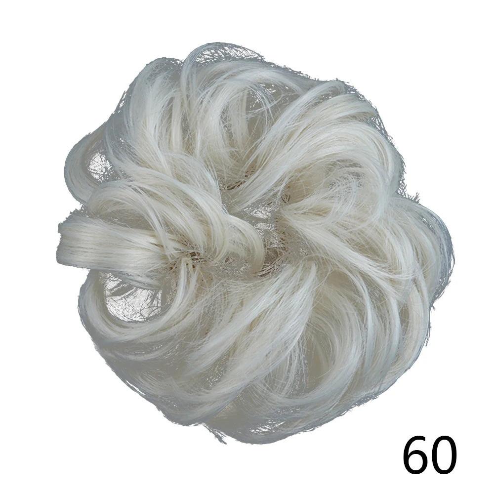 Synthetic Hair Bun Wig Donut Wavy Elastic Rubber Scrunchie Hair Pieces Ladies Ponytail Hair Extension Curly Wrap