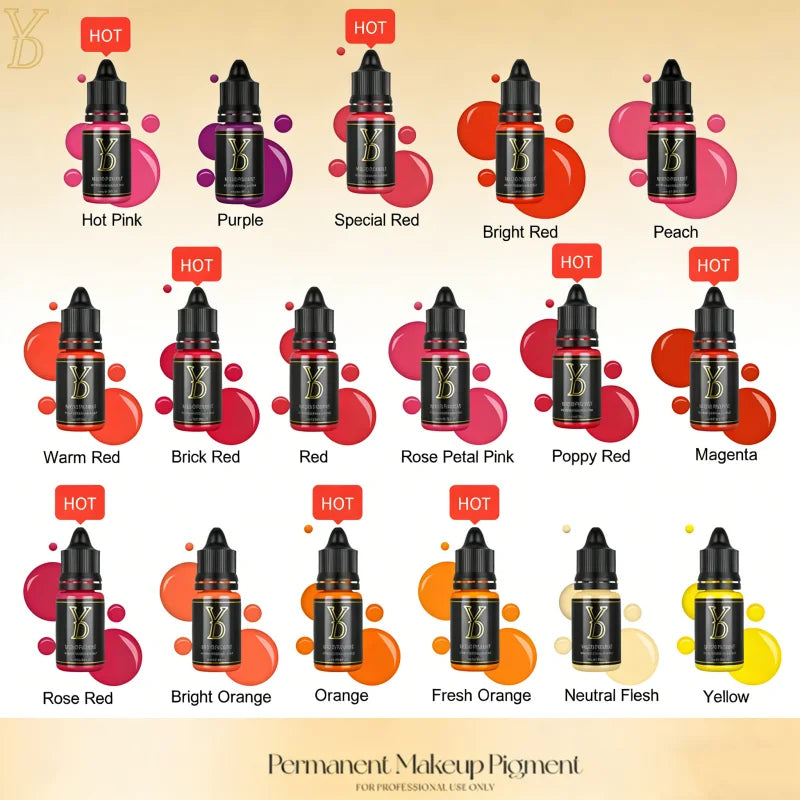 YDPMU 15 Colors Liquid Lip Pigment Tattoo Ink Professional Permanent Makeup Micropigmentation Beauty Lips Cosmetic Supply 12ML
