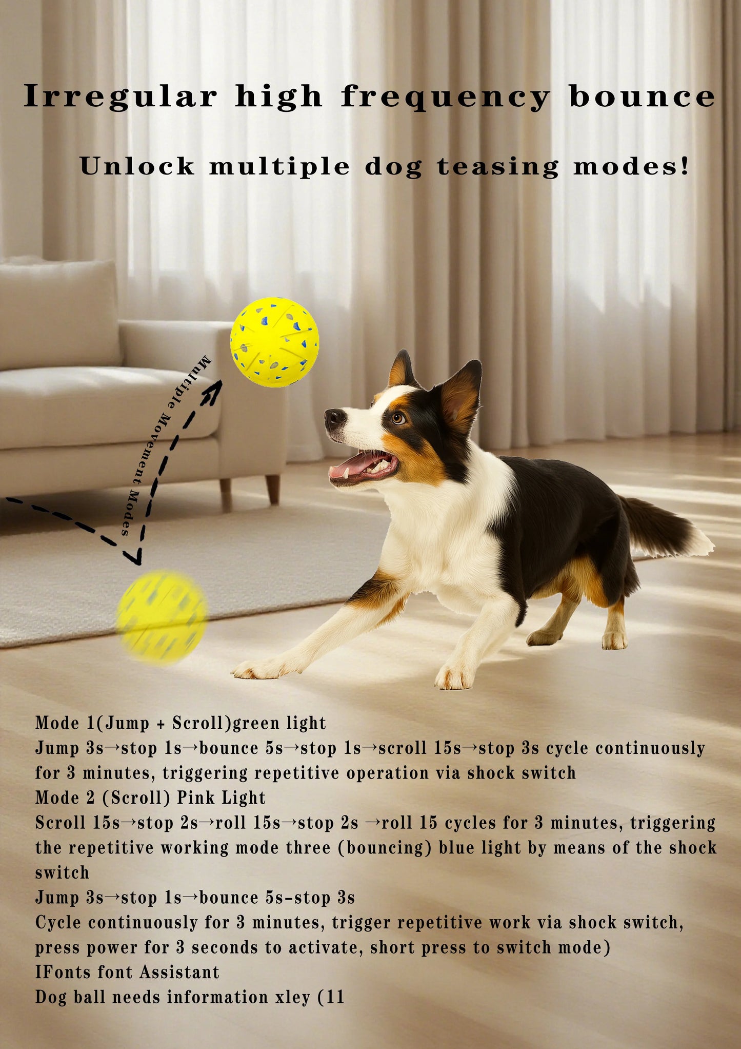 New Pet Smart Dog Toy Ball ETPU Popcorn Jumping Dog Toy Ball Has Multiple Functions Such As Bouncing And Spinning