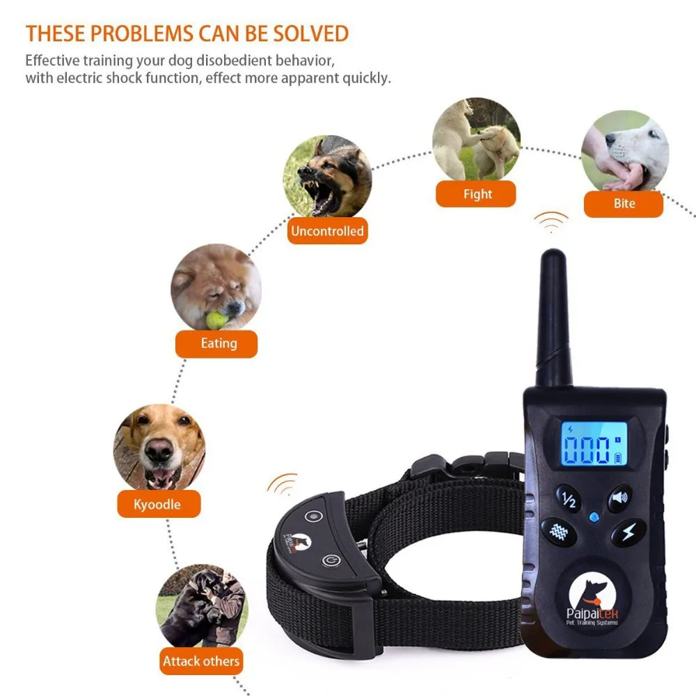 Paipaitek 500yd Dog Training Collar Anti Bark Shocker for S/M Dogs Electric Dog Collar With Remote Rechargeable Waterproof
