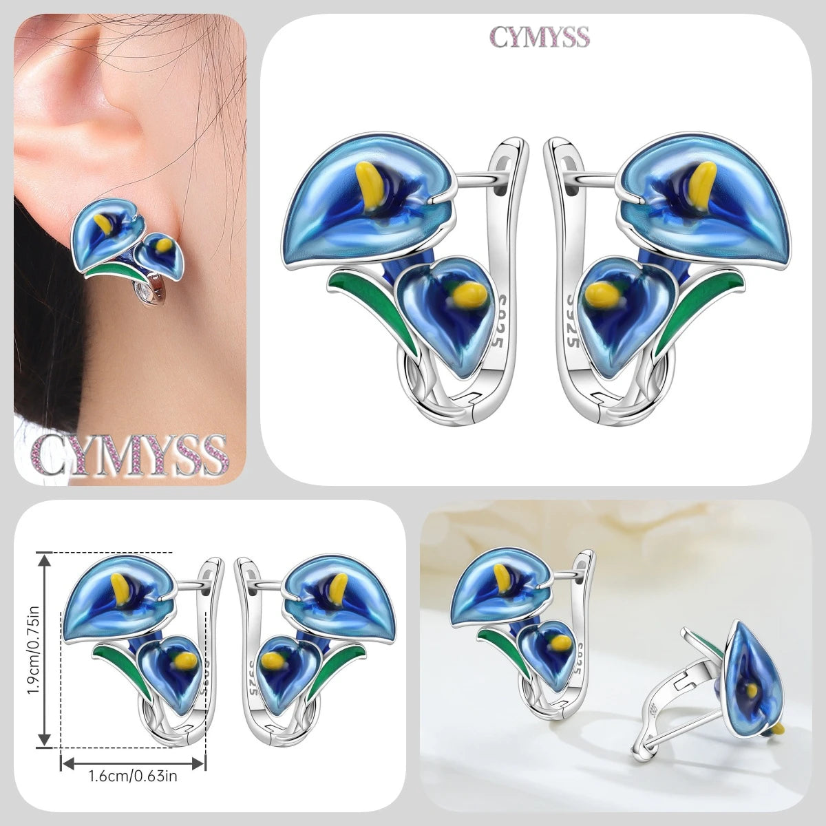 925 Sterling Silver Needle Iris Flower Hoop Earrings for Women Original Elegant Versatile Jewelry Birthday Party Fine Gift 2026