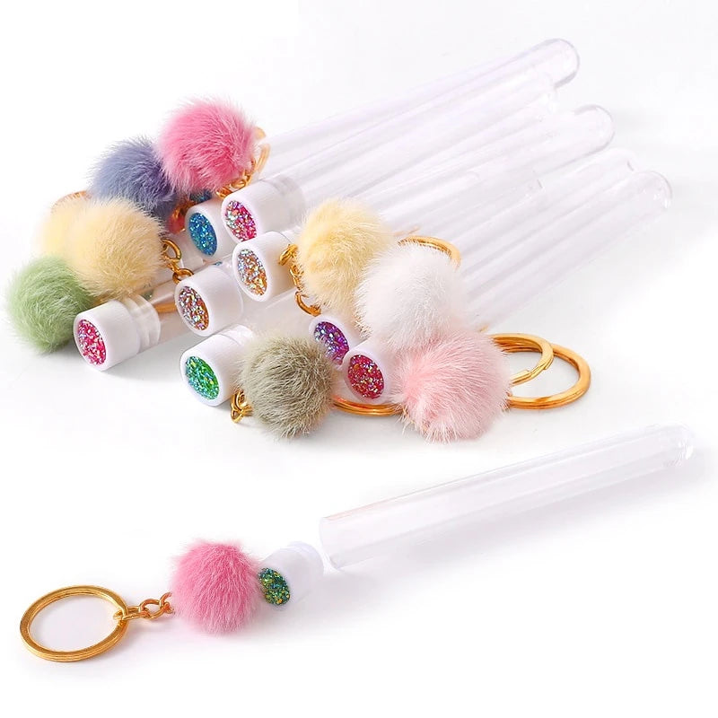 50/5pcs Gold Keychain Tube Eyelash Brush Crystal Lash Mascara Wands Eyebrow Comb Spoolies Container Lashes Brushes Makeup Tools