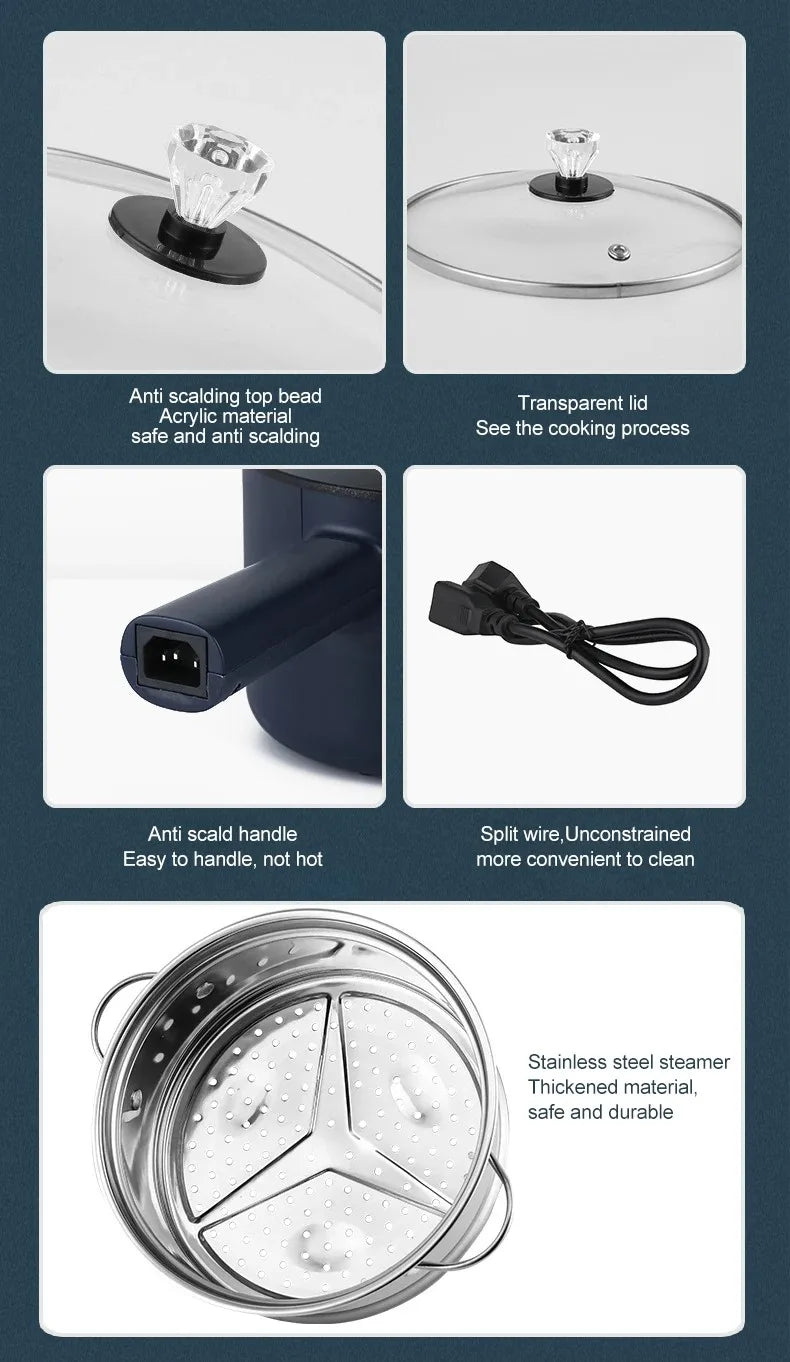 Mini Electric Cooker Multi-Function All-In-One Pot Single Double Layer Household Noodle Cooker Non-Stick Hot Pot Kitchen Tool