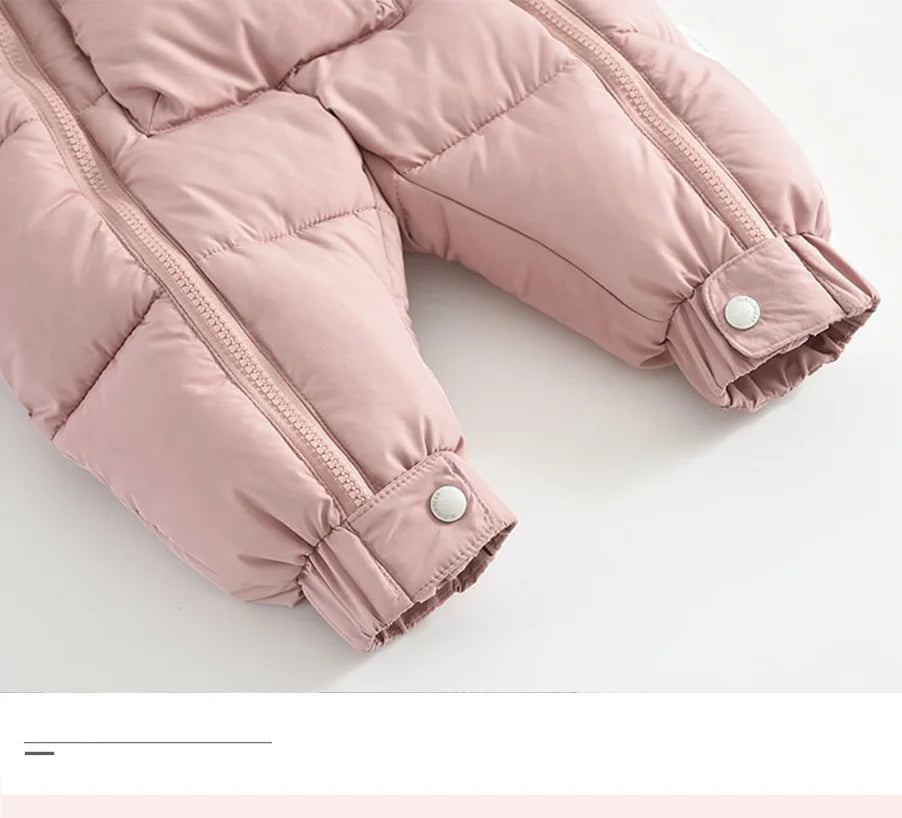 Ircomll Winter Baby Jumpsuit Thick Warm Infant Hooded Inside Fleece Jacket Newborn Boy Girl Coat Overalls Cotton Down Jacket