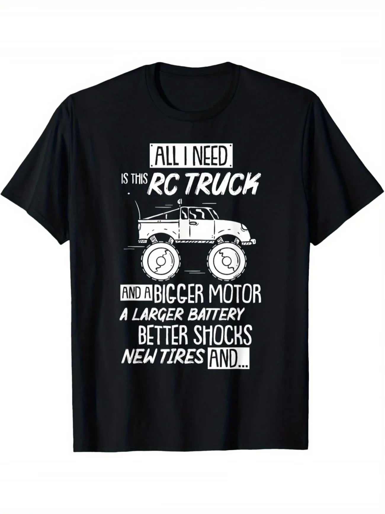 Funny Graphic Men's T Shirt Women Cotton Tee Oversized Spring Summer Loose Humorous Phrases for RC Racing Cars and Trucks on Top