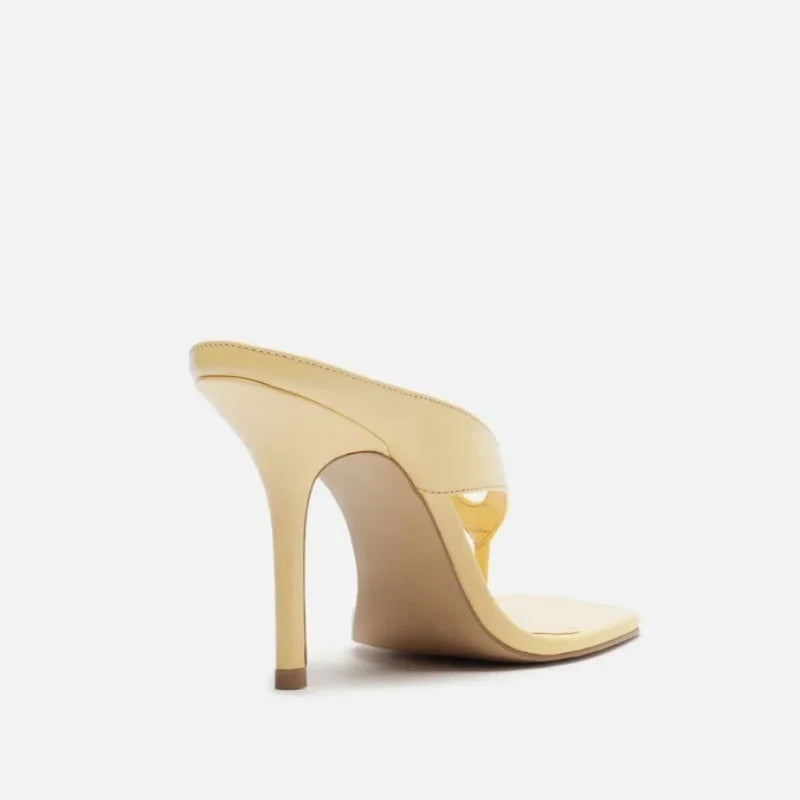 New Sexy Summer Sandals Women Fashion Flip-flops Thin High Heels Square Toe Casual Party Sandals Shoes Leather Sexy Slides