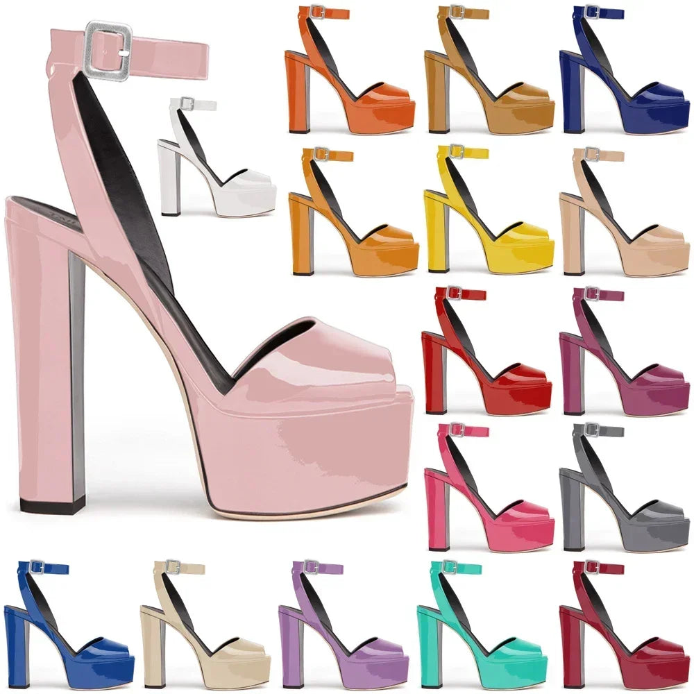 【Measure your feet length before order】Luxury Women High Heel Sandals Platform Sexy Evening Party Dress Summer Lady Shoes C-SL-2