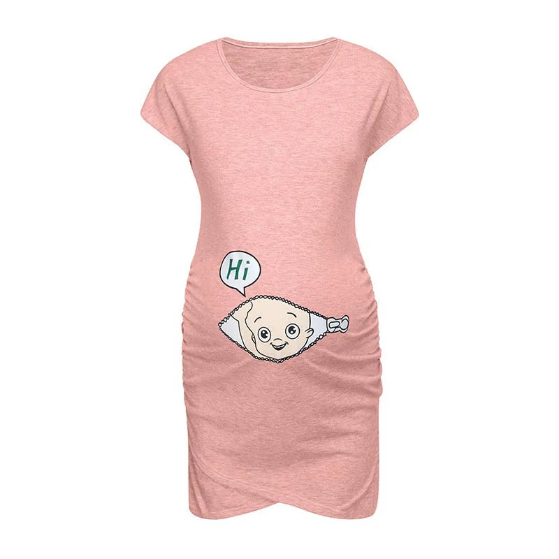 Maternity Cartoon Letter Print Pregnant Woman Dress Sleeveless O-neck Pregnancy Maternity Dress Nusring Maternity Casual Clothes
