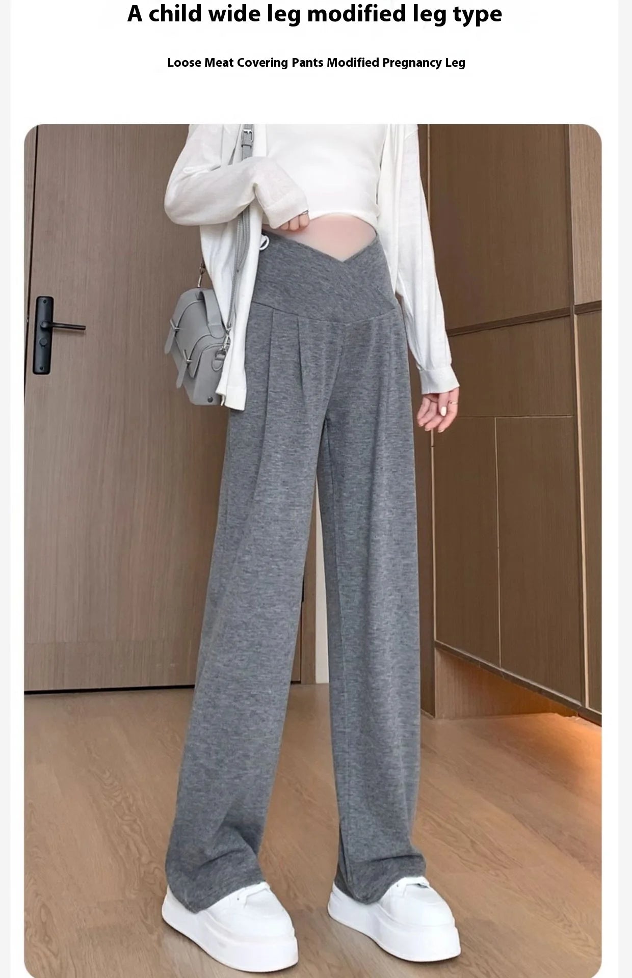 Maternity Pants Spring and Fall Wide-Legged Pants Low-Waisted Glutinous Pants Small Casual Straight Pants Maternity Clothing