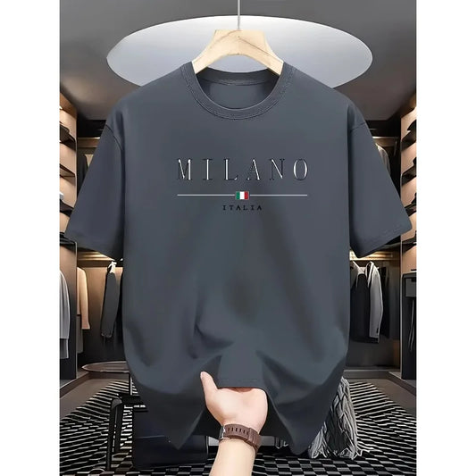 2026 Summer New Men's Casual Loose Personalized Pattern Printed Sports Comfortable Round Neck Short Sleeve T-shirt Top