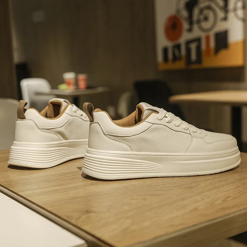 Men's Casual Sport Shoes Thick Bottom Invisible Heightening 10cm Rubber Outsole Synthetic Upper Breathable Lace-Up Sneakers