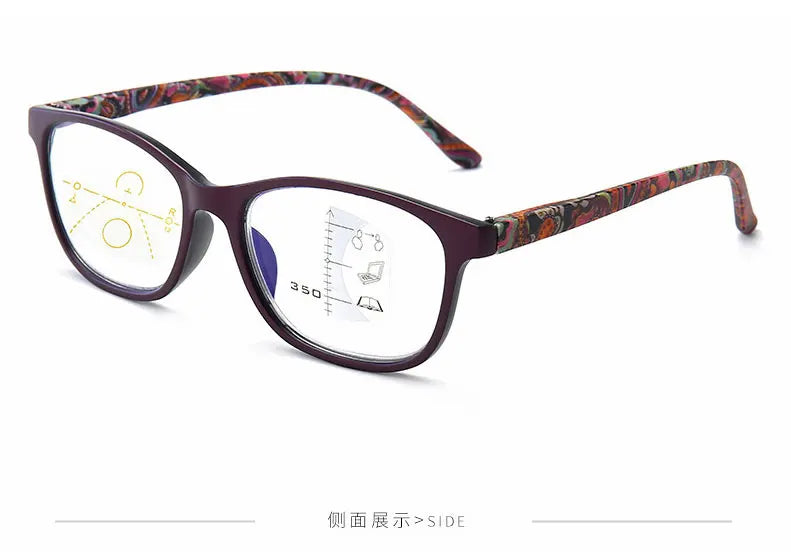 Progressive Multifocal Reading Glasses Women Anti Blue Light Presbyopia Eyeglasses Computer Eyewear Look Near Far +1.0 To +4.0