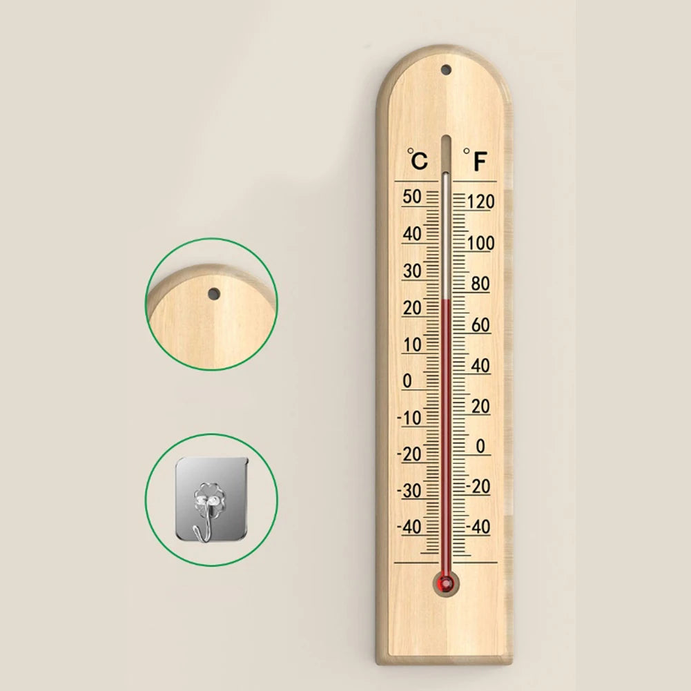 High Precision Battery Wooden Thermometer Wall Mounted for Accurate Temperature Measurement in Home Laboratory