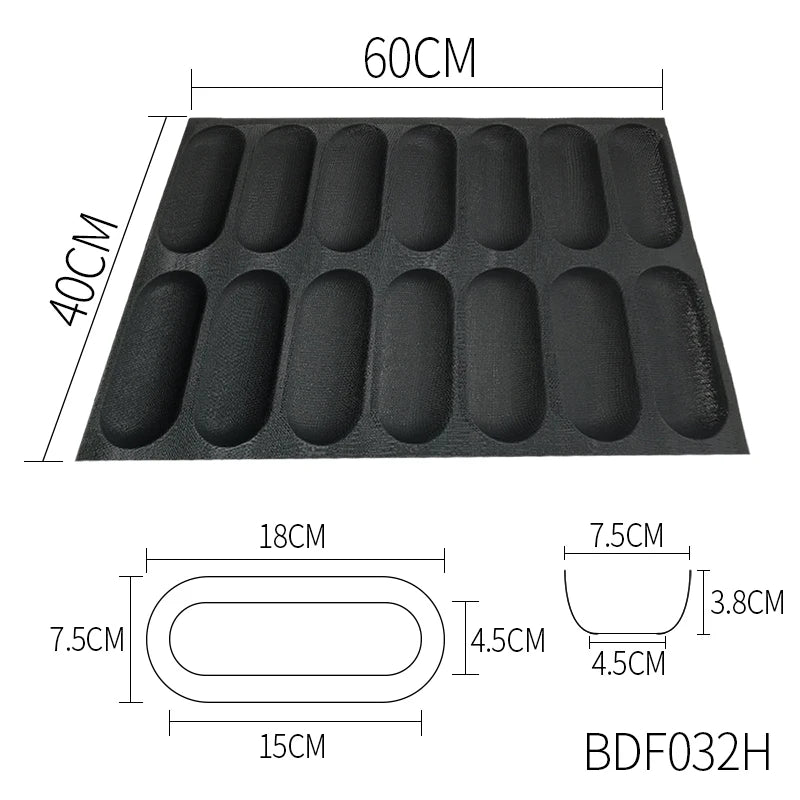 Bluedrop Food Grade Silicone Bread Form Coated Fiberglass Molds Perforated Baking Sheets for Kitchen Commercial Size