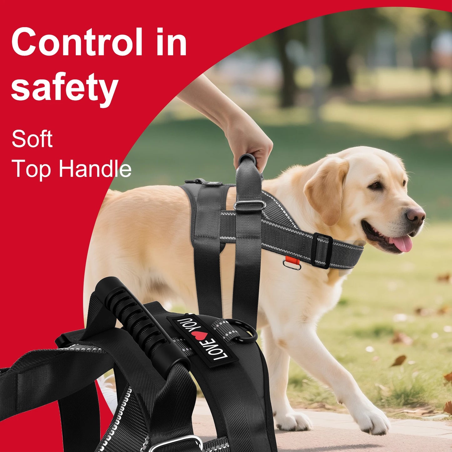No Pull Dog Harness Adjustable Dog Harness With 5pcs Dog Patch Breathable Reflective Pet Harness for Small Medium Large Dogs