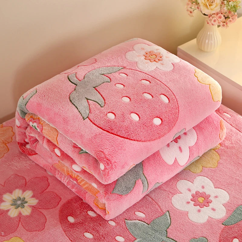 1pc Floral Style Warm Bedspread Fleece Blanket Plaid Travel Shawl Sofa Nap Blanket Home Bedsheet Manta 70X100cm Suitable For Pet