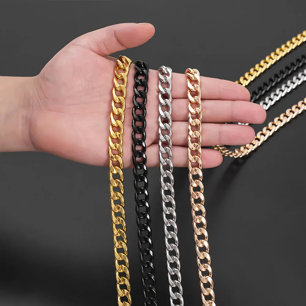 Stainless Steel Gold Chain Dog Leash Metal Chew Proof Heavy Duty Dog Leash Chain with Leather Padded Handle for Large Medium Dog