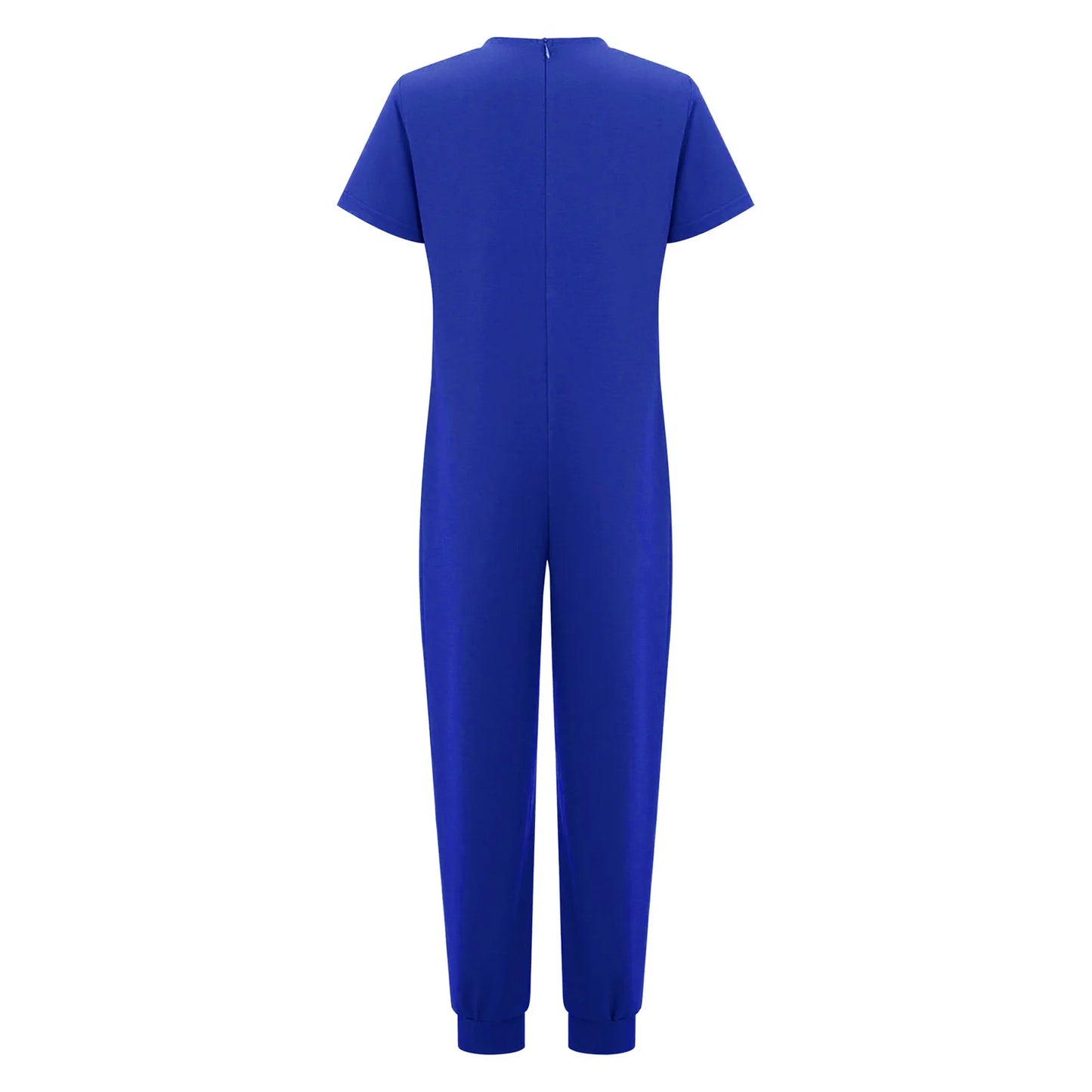 Kids Boys Girls Special Needs Adaptive Clothing Cotton Round Neck Short Sleeve Back Zipper Solid Color Full Body Jumpsuit Romper