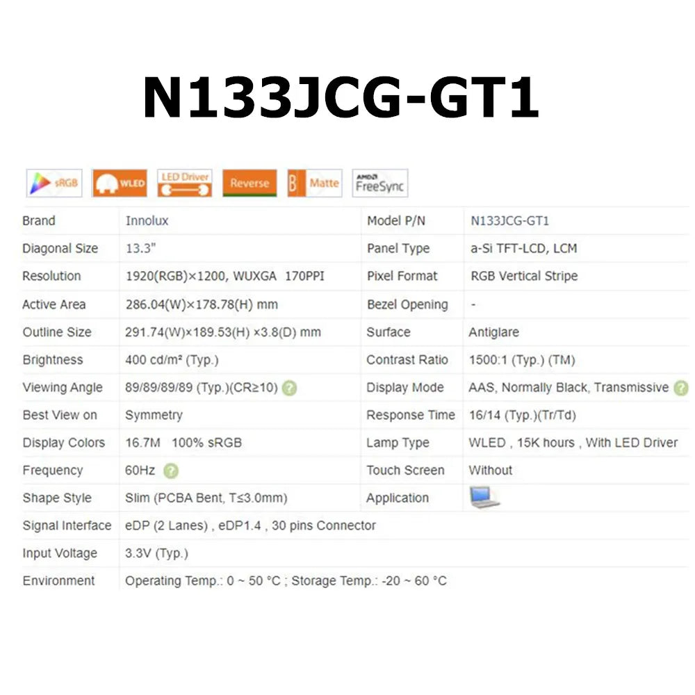 NV133WUM-N62 N133JCG-GT1 Original NEW 13.3"INCH Laptop LCD Screen WUXGA1920x1200 30PINS FOR HP EleteBook 830 G9 835 G9