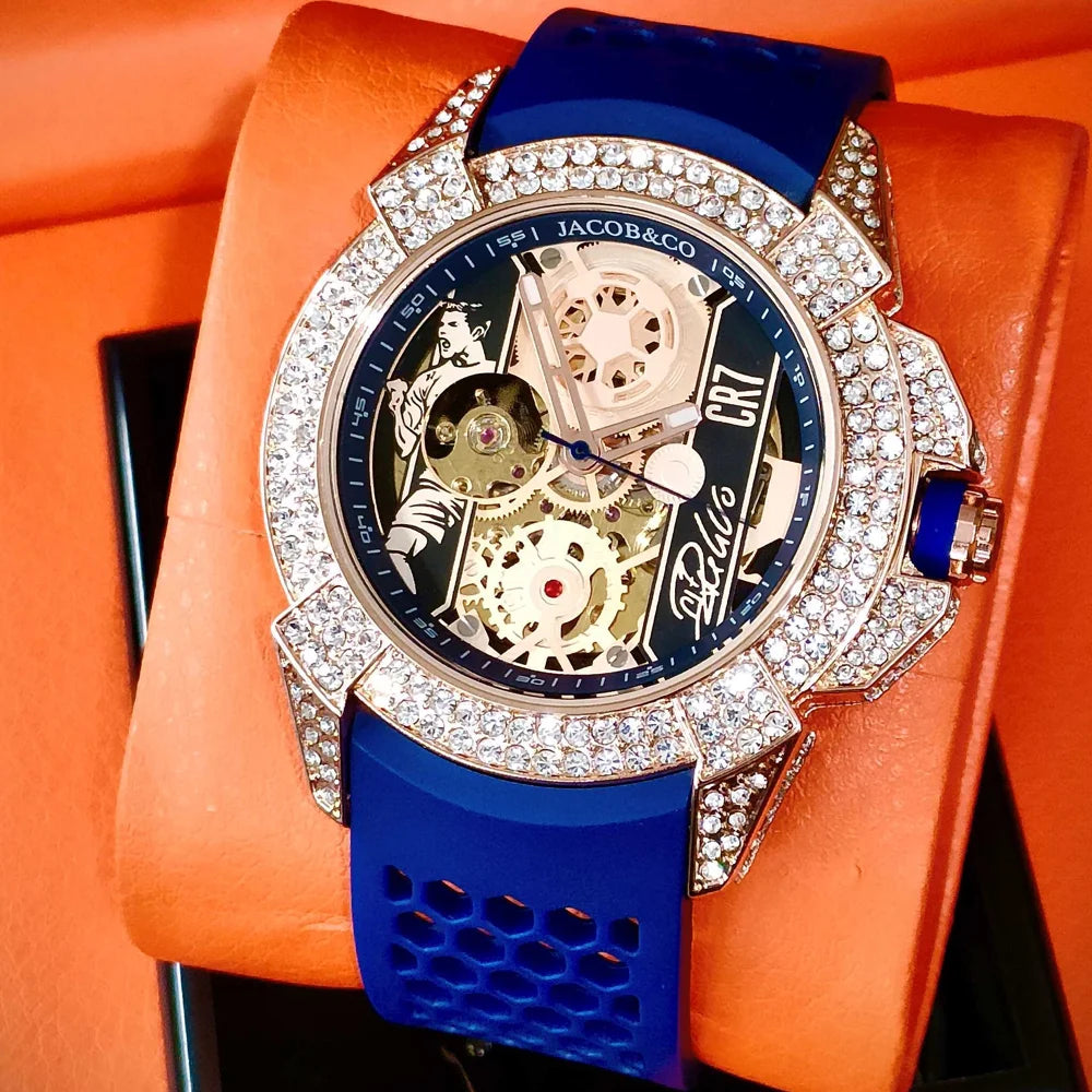 TOP Very Hot Jacob & Co Original Brand Watches For Mens  Full Diamond Automatic Mechanical Wristatch High Quality AAA Clocks