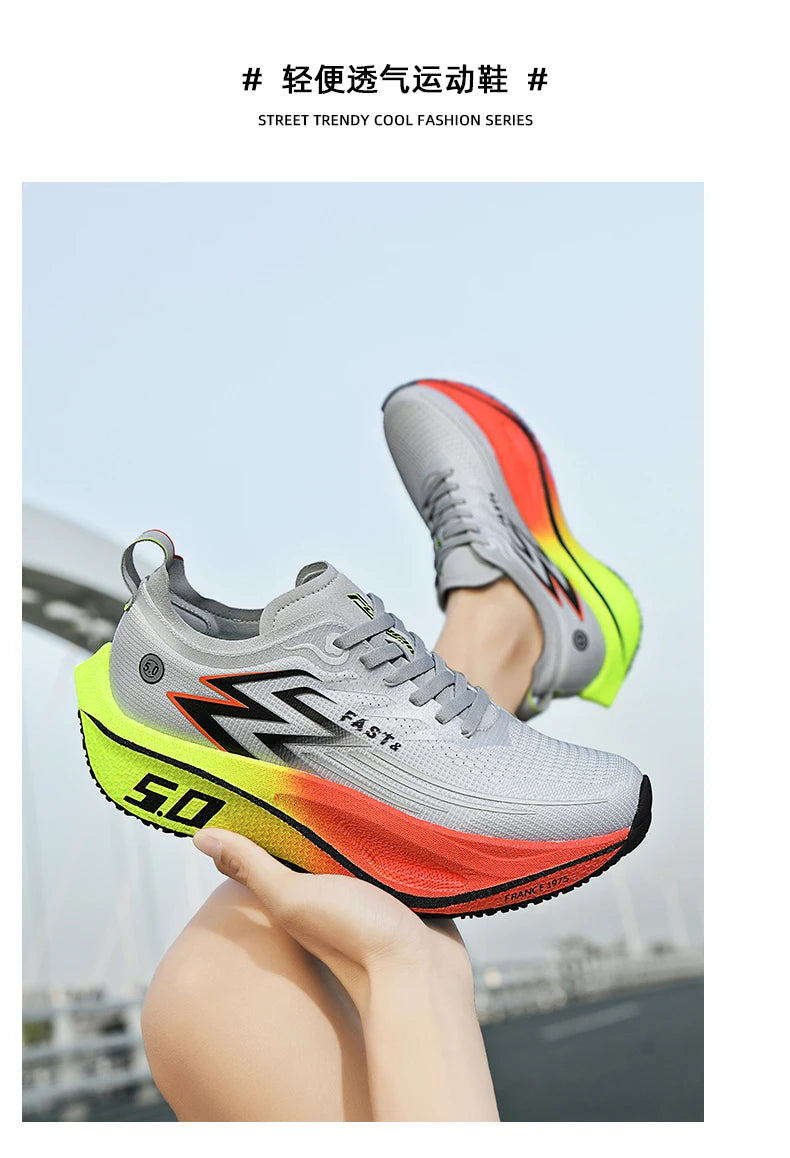Men Running Shoes Carbon Plate Marathon Speciality Sports Breathable Lightweight Women's Comfortable Nonskid Leisure Sneakers