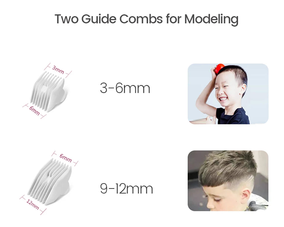 Quiet Baby Hair Clipper Electric Rechargeable Kids Hair Trimmer for Children Grooming Haircut Machine Ceramic Blade Waterproof