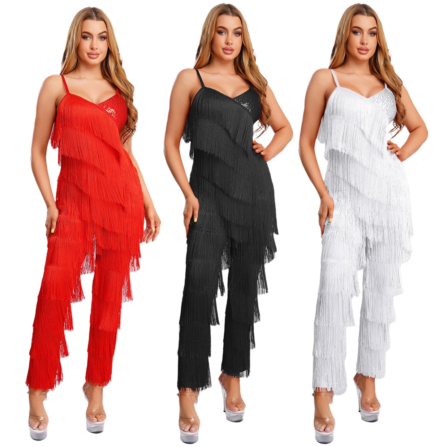 Halloween Hippie Costume womne Vintage 70s Disco Stage Performance Dancing Jumpsuit Singer Sequins Tassel Tango Cha-cha Costumes