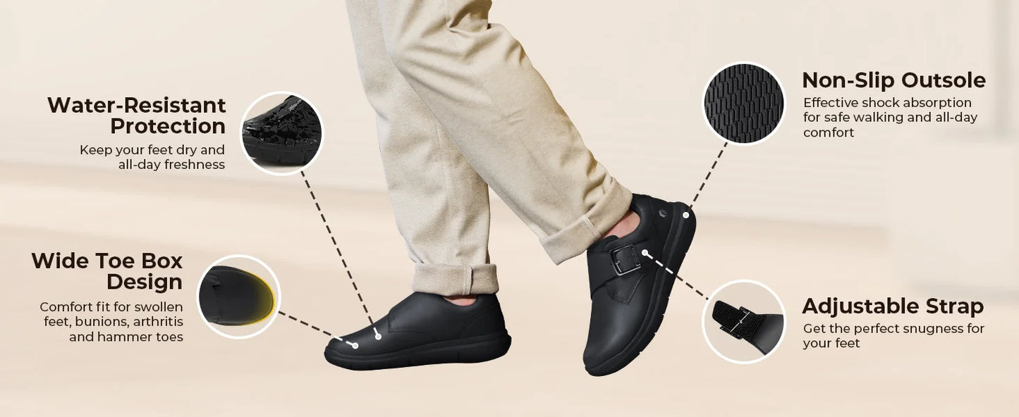 Fittington Extra Wide Walking Shoes For Man Diabetic Swollen Feet Wide Shoes Casual Dress Lightweight Shoes With Adjustable