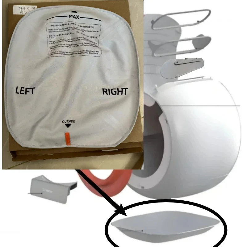 TONEPIE Q-Clean Cat Litter Box Accessories,Mat,Filter Mesh,Bucket Ring,Anti Sand Pedal,Fece Bag Bind Ring,Bin Door and its Frame