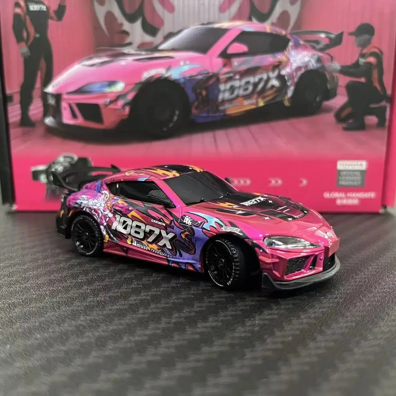 JXC1:43 Supra 1087X RC Drift Car Diecast Metal Body Static Model Grade Gyro 4WD Full Proportional Mini RC Vehicle for Collectors
