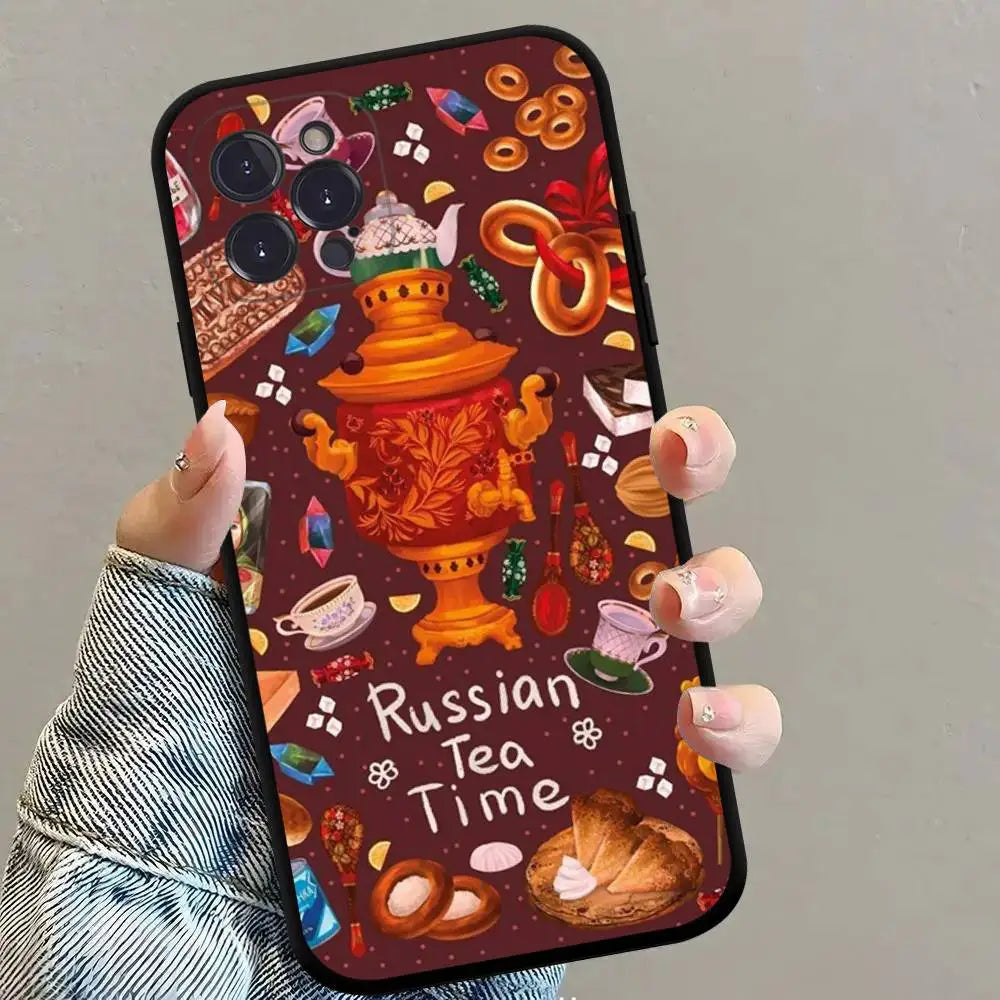Russian Traditional Pattern Phone Case TPU Phone Case For Iphone17 Air 16 15 14 13 12 11 Pro Max Plus Cover Case
