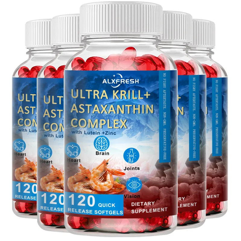 Krill Oil Capsules Support Cardiovascular and Eye Health Brain Cognitive Function Relieve Joint Inflammation Pain Improve mood