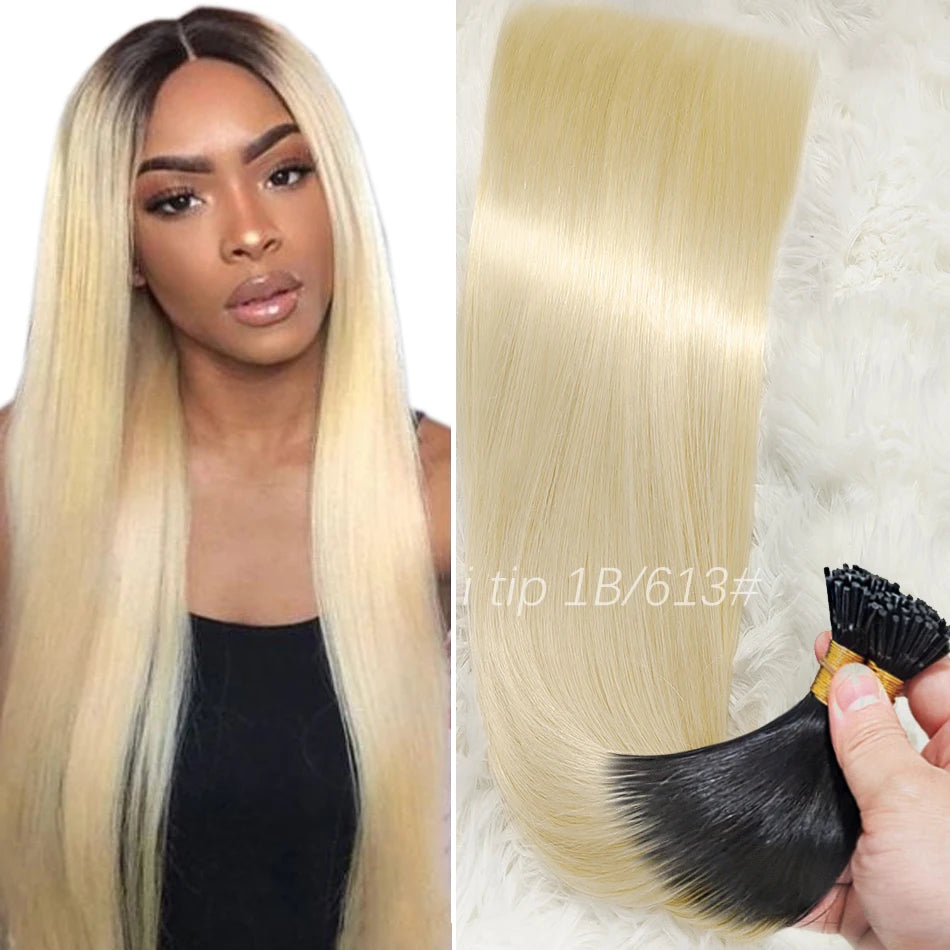 Human Hair i tip 100% human hair extensions Keratin Straight Brazilian Remy Human Hair Natural Capsule Hair Extension  30 inch