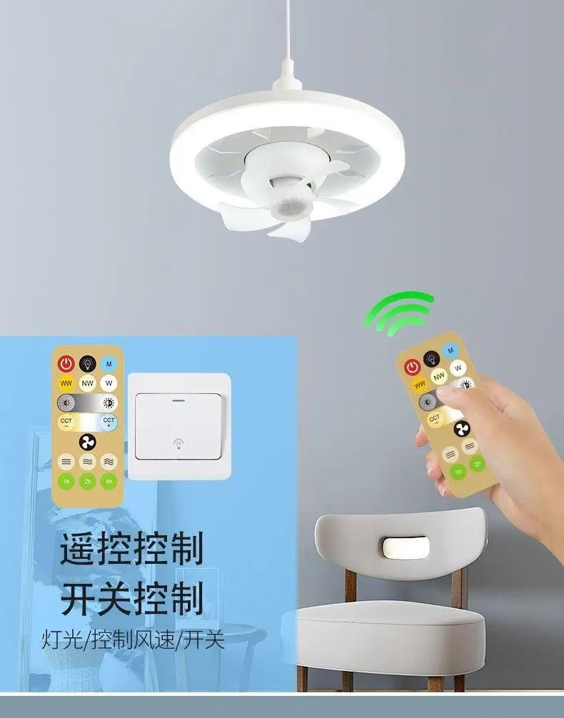 LED Ceiling Fan with E27 Screw and Remote Control, Oscillating Ceiling Fan with Adjustable Speed, Quiet for Bedrooms (124)