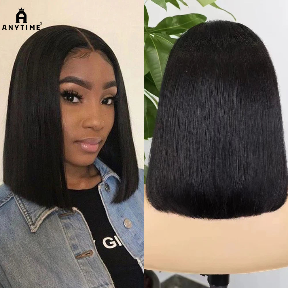 Straight Wigs 350% Density Thick Double Drawn 12A Human Hair 13x4 Lace Front Human Hair Wig for Black Women 10-16 Inches