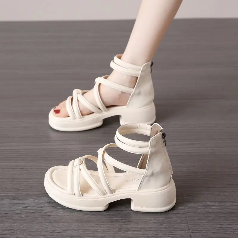 Summer Sandals New Fashion Simple Women's Shoes Breathable Non Slip Simple Roman Shoe Hollow Lightweight Retro 2025 Beach Shoes
