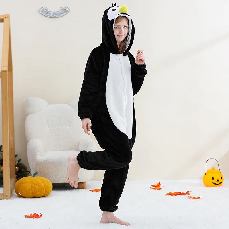 MICHLEY Christmas Capybara Flannel Blanket Sleepers Onesie Hooded Children Costume Clothes Jumpsuit Sleepwear For Boys Girls
